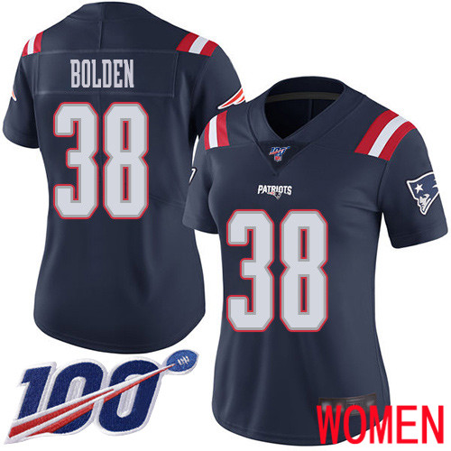 New England Patriots Football #38 100th Season Limited Navy Blue Women Brandon Bolden NFL Jersey->youth nfl jersey->Youth Jersey